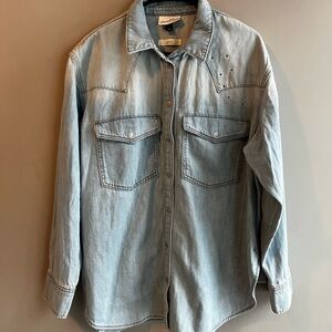 Universal Thread Light Blue Denim Shirt Celestial Western Stars Large